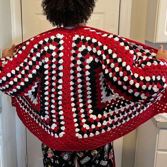 Cardigan Trending Crochet Hexagon Granny Oversized fit OS fits up to XL MENS - Picture 6 of 10